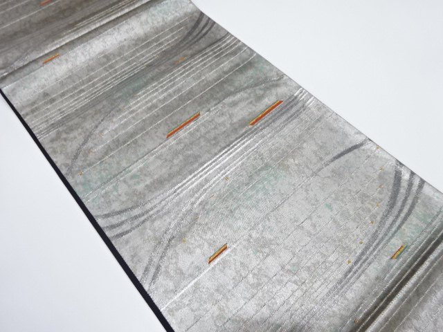 引箔　変わり横段模様織り出し袋帯